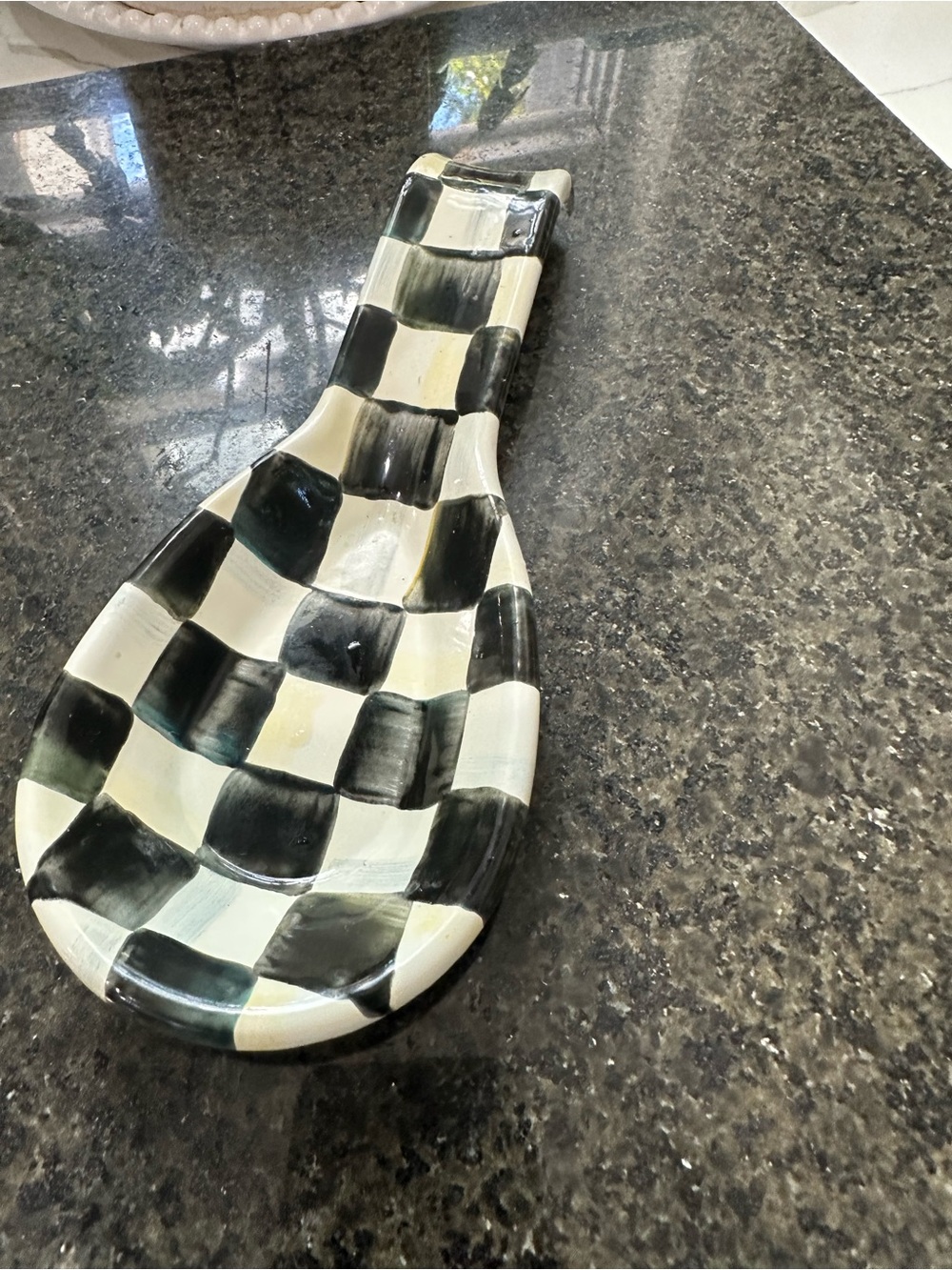 MacKenzie-Childs Black and White Checkered Spoon Rest